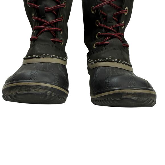 Sorel Slimpack II Lace Winter Duck Boots Black Leather Rubber Womens Size 7.5 - Picture 4 of 11